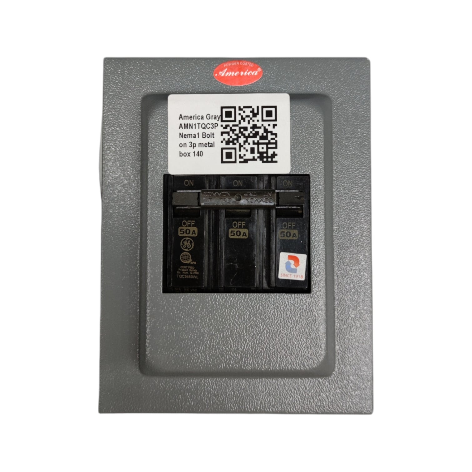 GE 3 phase circuit breaker with enclosure for reliable power distribution and safety.