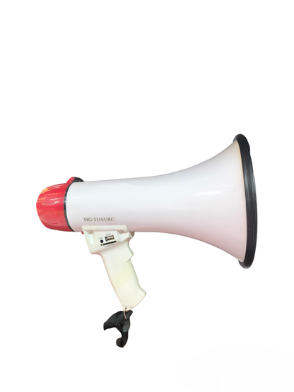 American Magic megaphone with siren white and red handheld public address system