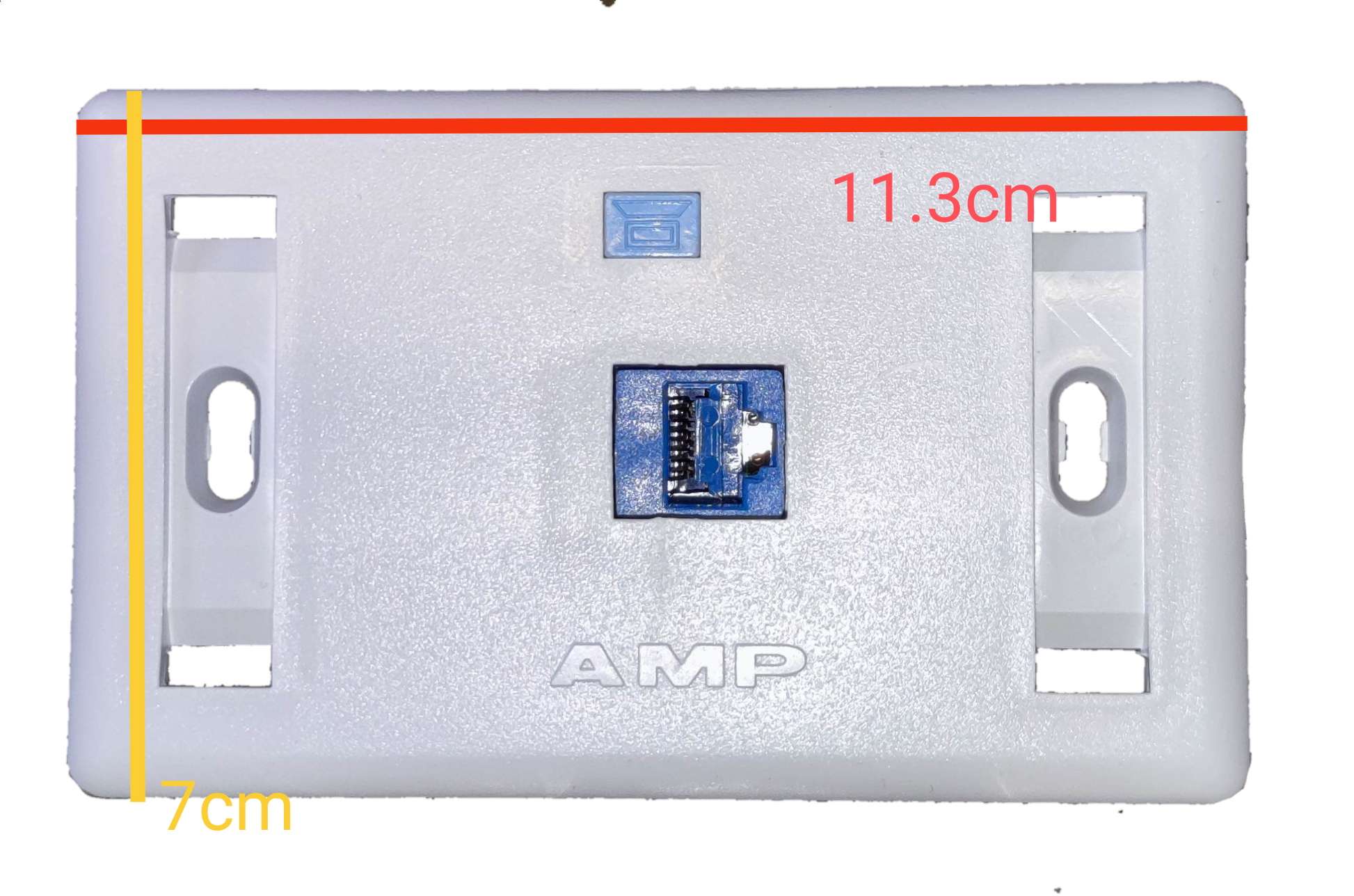 AMP cat 6 lan outlet with plate in white for secure network connections