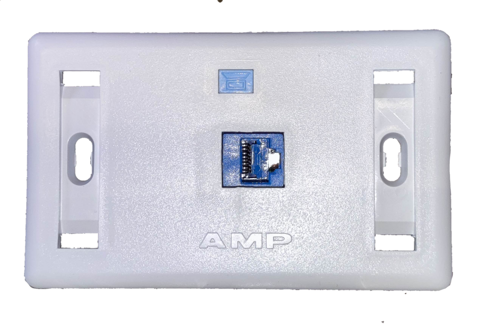AMP cat 6 lan outlet with plate in white for high-speed network connections