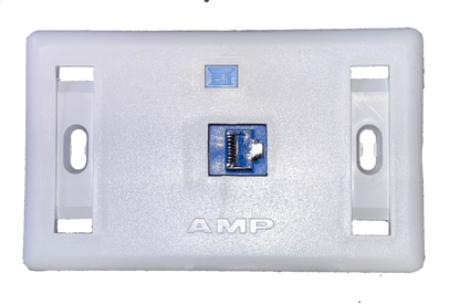 AMP cat 6 lan outlet with plate in white for high-speed network connections