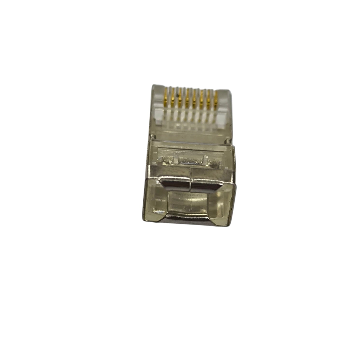 AMP CAT5e shielded RJ45 connector with gold-plated pins for secure network connections