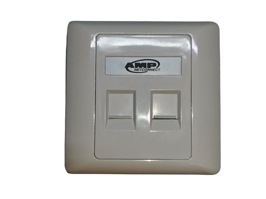 Electx Electrical Supply industrial 2 port wall plate in white with dual network ports