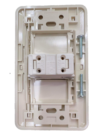 Anam 1 gang 4 way switch power point with mounting screws in white plastic frame