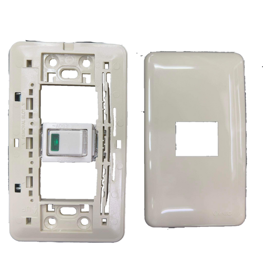 Anam 1 gang 4 way switch electrical component with mounting frame and white faceplate