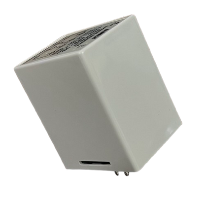 Anly 3 phase voltage relay compact white rectangular enclosure with printed label and pins angled view