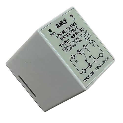 Anly 3 phase voltage relay APR 3S module with wiring diagram and indicator LEDs for 208 440VAC 50 60Hz