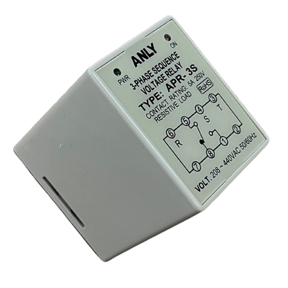 Anly 3 phase voltage relay APR 3S module with wiring diagram and indicator LEDs for 208 440VAC 50 60Hz