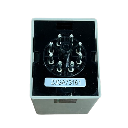 Anly 3 phase voltage relay white rectangular casing with eight pin circular base and label 23GA73161