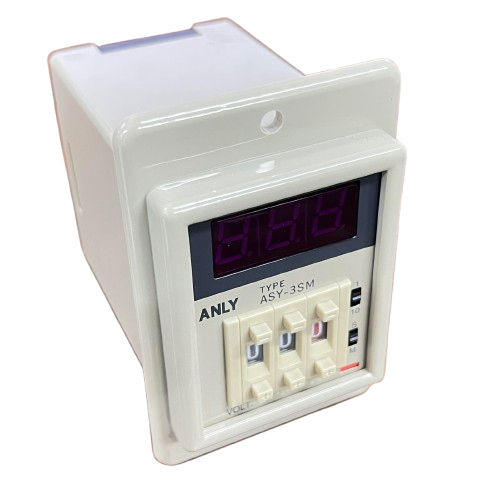Anly digital timer 220V white panel mount timer with red LED display three push switches model ASY 3SM