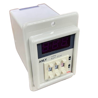 Anly digital timer 220V white panel mount timer with red LED display three push switches model ASY 3SM