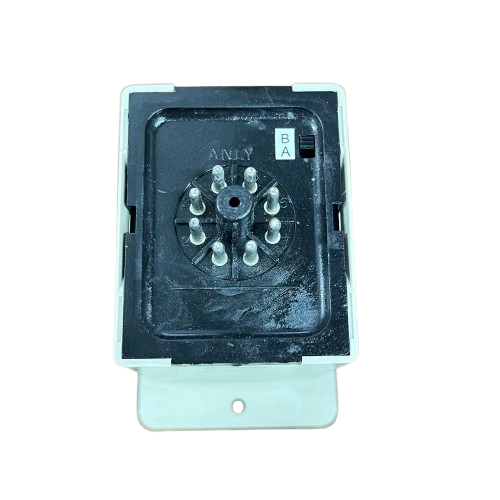 Anly digital timer 220V 8 pin plug in timer module with white mounting bracket and black plastic face