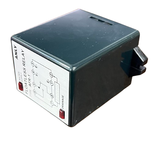 Anly floatless relay AFR-1 220V compact plastic relay module with wiring diagram label and red indicator LEDs