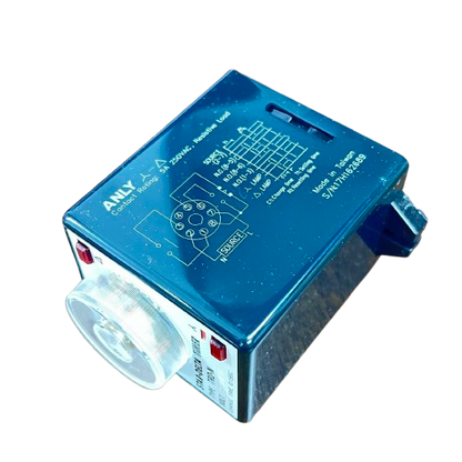 Anly Star Delta Timer TRD-N blue industrial time delay relay with clear rotary dial and wiring diagram