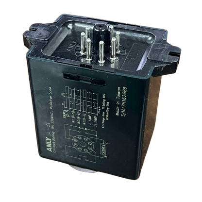 Anly Star Delta Timer TRD-N black relay timer module with 8 pins and printed wiring diagram