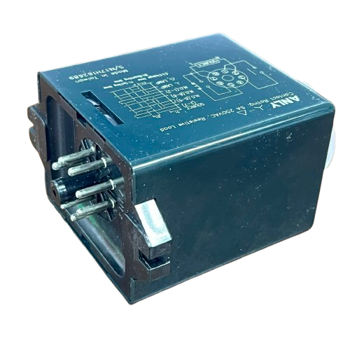 Anly Star Delta Timer TRD-N black plug in motor starter timer with printed wiring diagram and pins