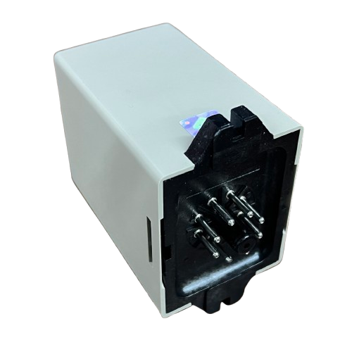 Anly digital 3 phase voltage relay white rectangular module with six metal pins and black connector