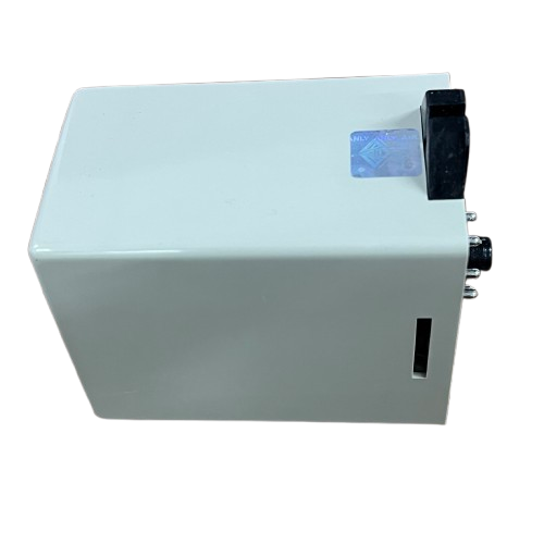Anly digital 3 phase voltage relay white rectangular enclosure with black switch and terminal connectors