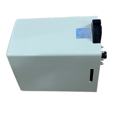 Anly digital 3 phase voltage relay white rectangular enclosure with black switch and terminal connectors