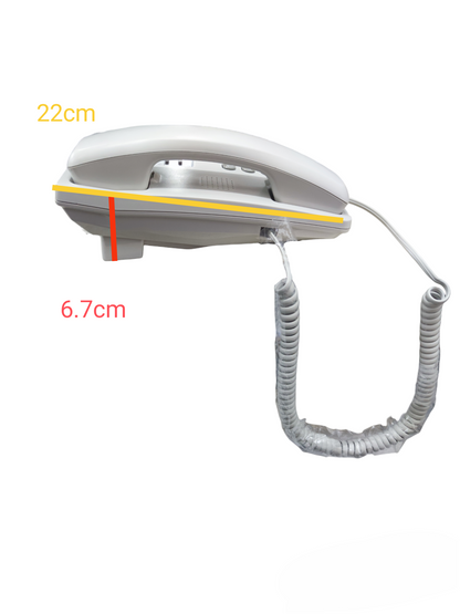Aristel landline phone side view showing dimensions with PABX AV series key phone 12 functions