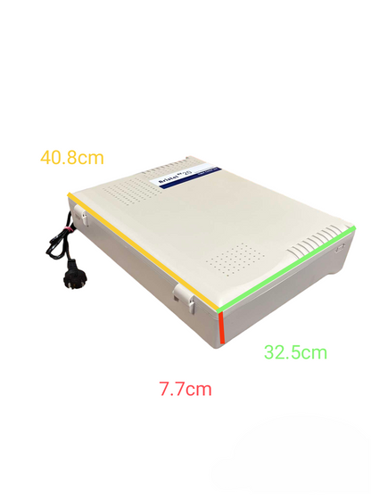 Aristel PABX system for offices white rectangular communication device with power cable
