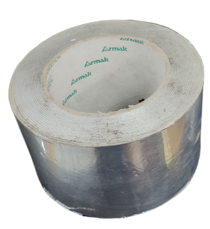 Roll of Armak aluminum duct tape with reflective silver surface for sealing and repairs