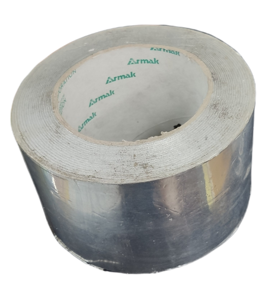 Roll of Armak aluminum duct tape with reflective silver surface for sealing and repairs