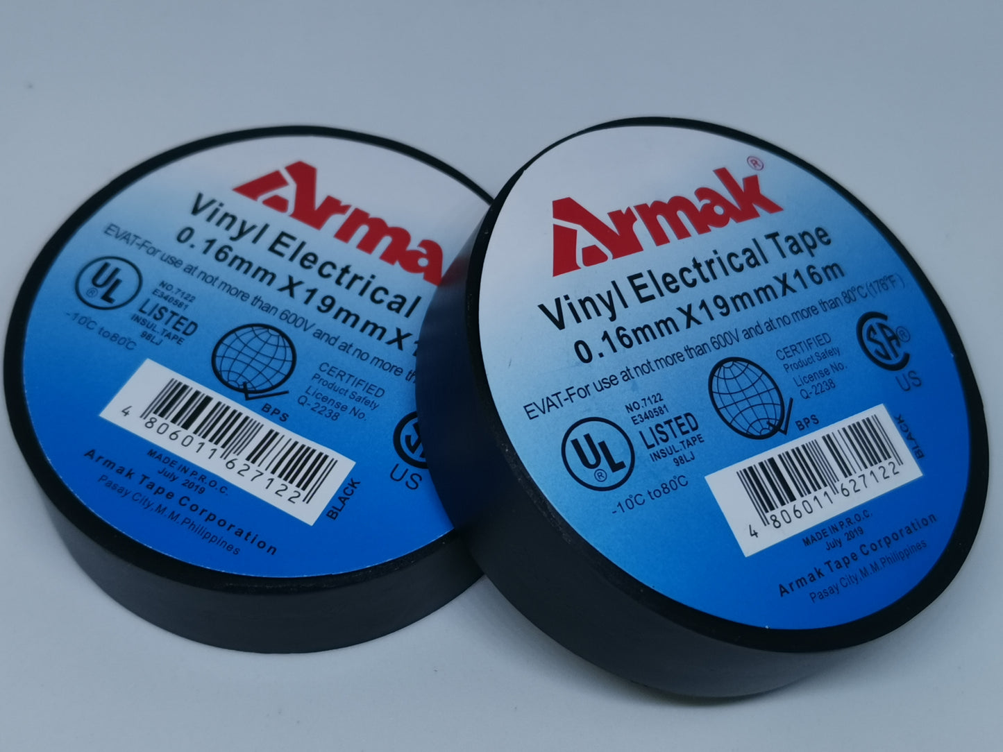 Armak vinyl electrical tape rolls black color 0.16mm thickness colored electrical tape 16 yards