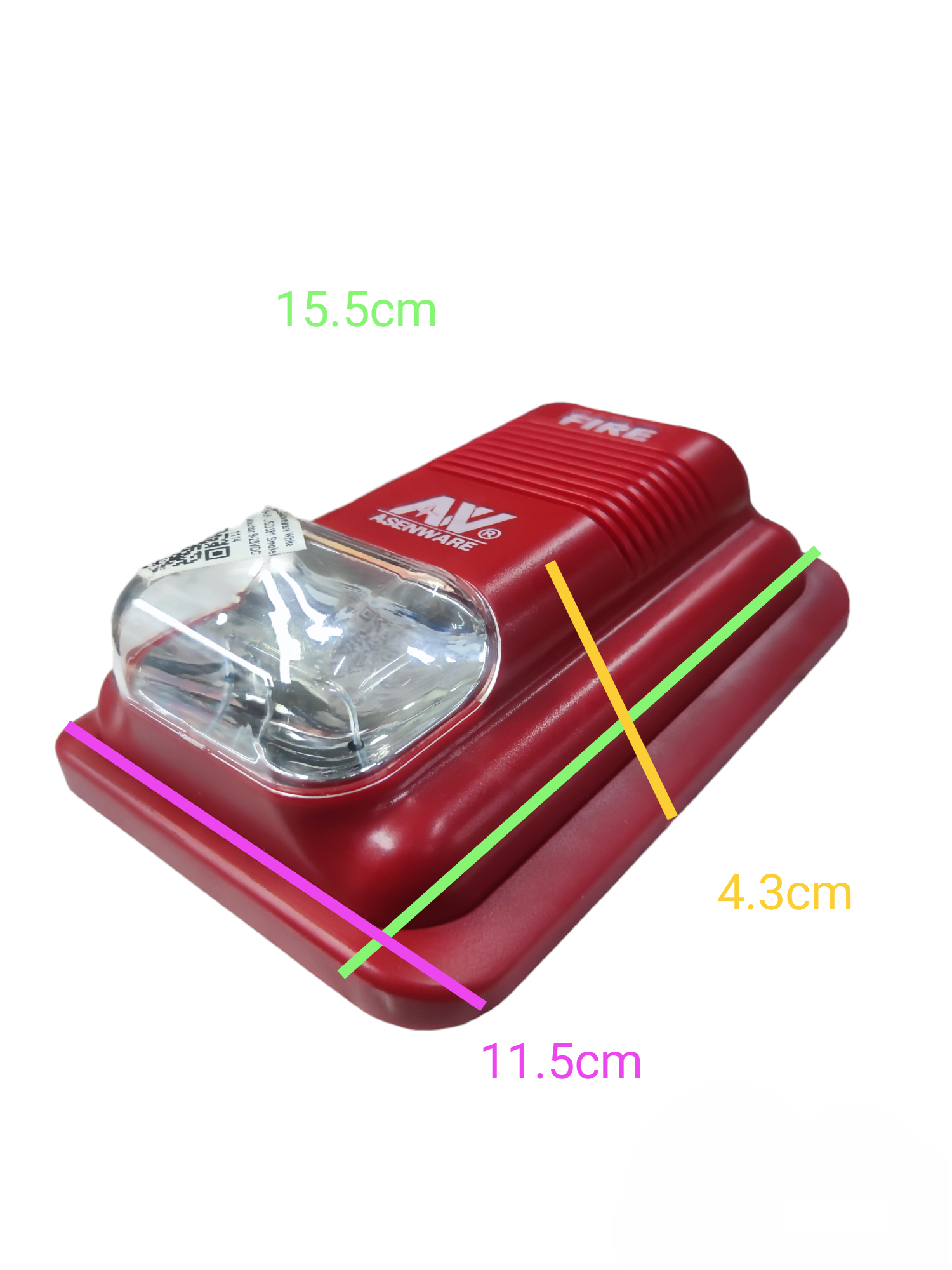 Asenware horn strobe alarm in red with clear lens and compact design for fire detection