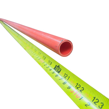 25mm Permaline PVC conduit pipe by Atlanta measured with a yellow tape measure on white background