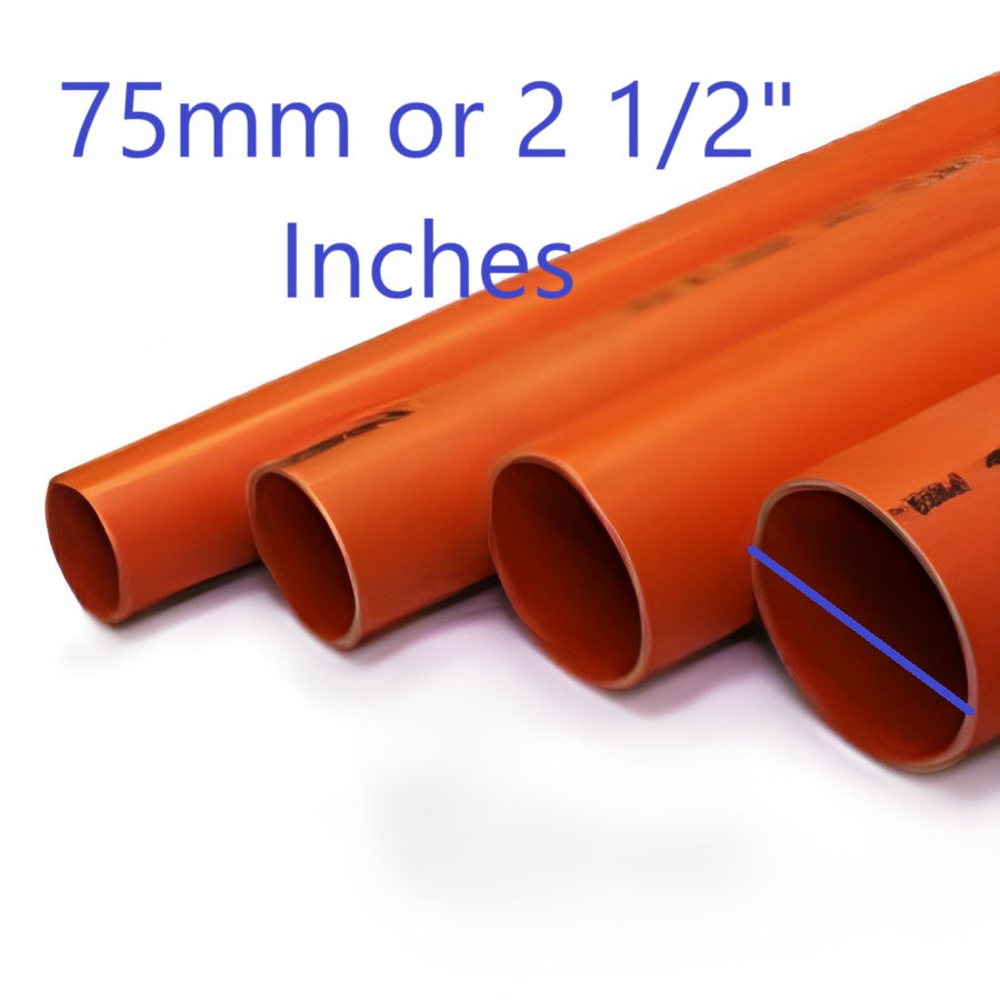 Atlanta 75mm PVC Electrical Pipes Permaline orange electrical conduit pipes in various sizes