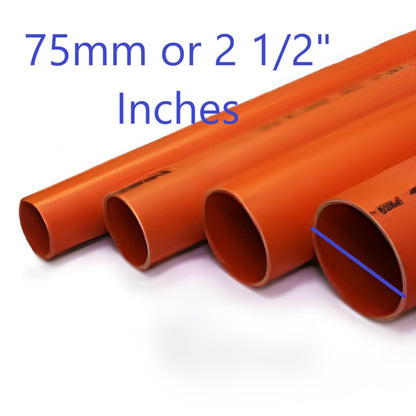 Atlanta 75mm PVC Electrical Pipes Permaline orange electrical conduit pipes in various sizes