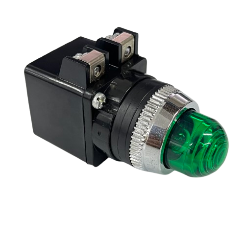 Auspicious Pilot Light 110V GREEN 25mm indicator with green lens and screw terminals for control panels
