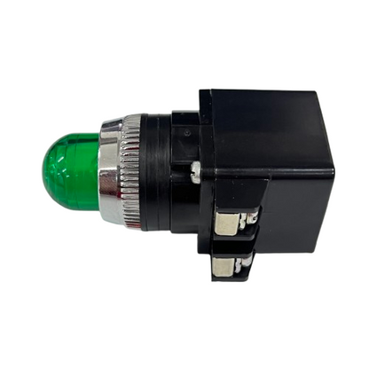 Auspicious Pilot Light 110V GREEN 25mm industrial green indicator with chrome bezel and black housing connectors