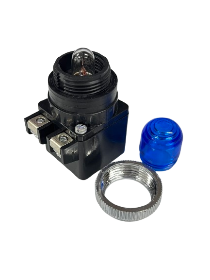 Auspicious Pilot Light 220V BLUE 25mm indicator lamp assembly with bulb blue lens and metal bezel