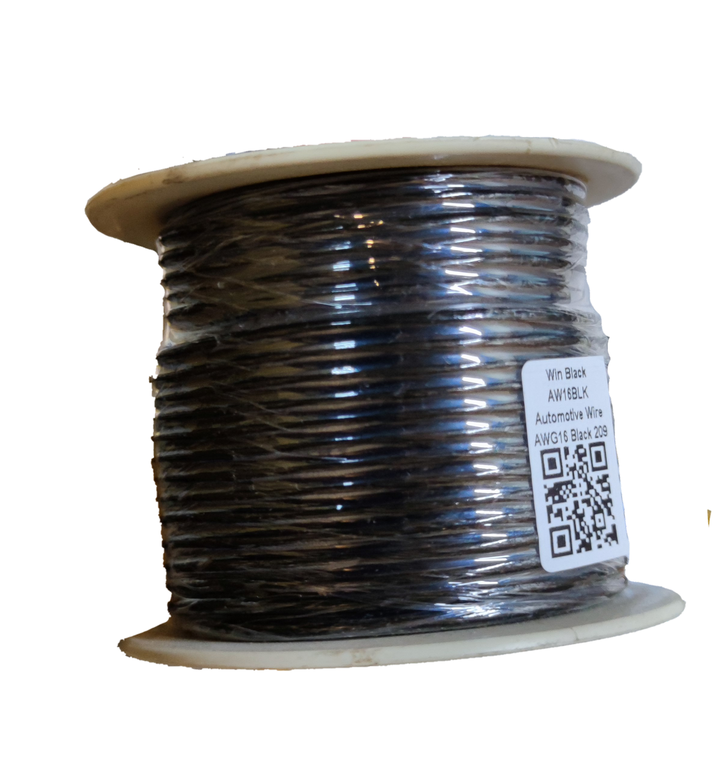 Win AWG 16 auto wire transparent insulation spool with black automotive wire neatly wound