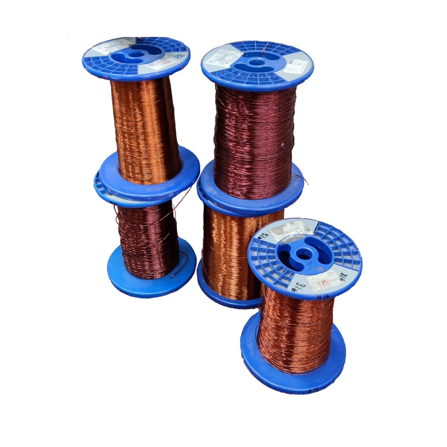Philflex AWG 9 to AWG 32 magnet wire spools in various colors for electrical applications