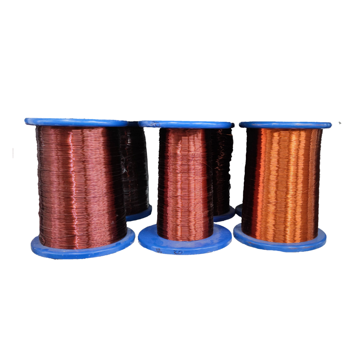 Philflex AWG 9 to AWG 32 magnet wire spools in various copper shades for electrical applications
