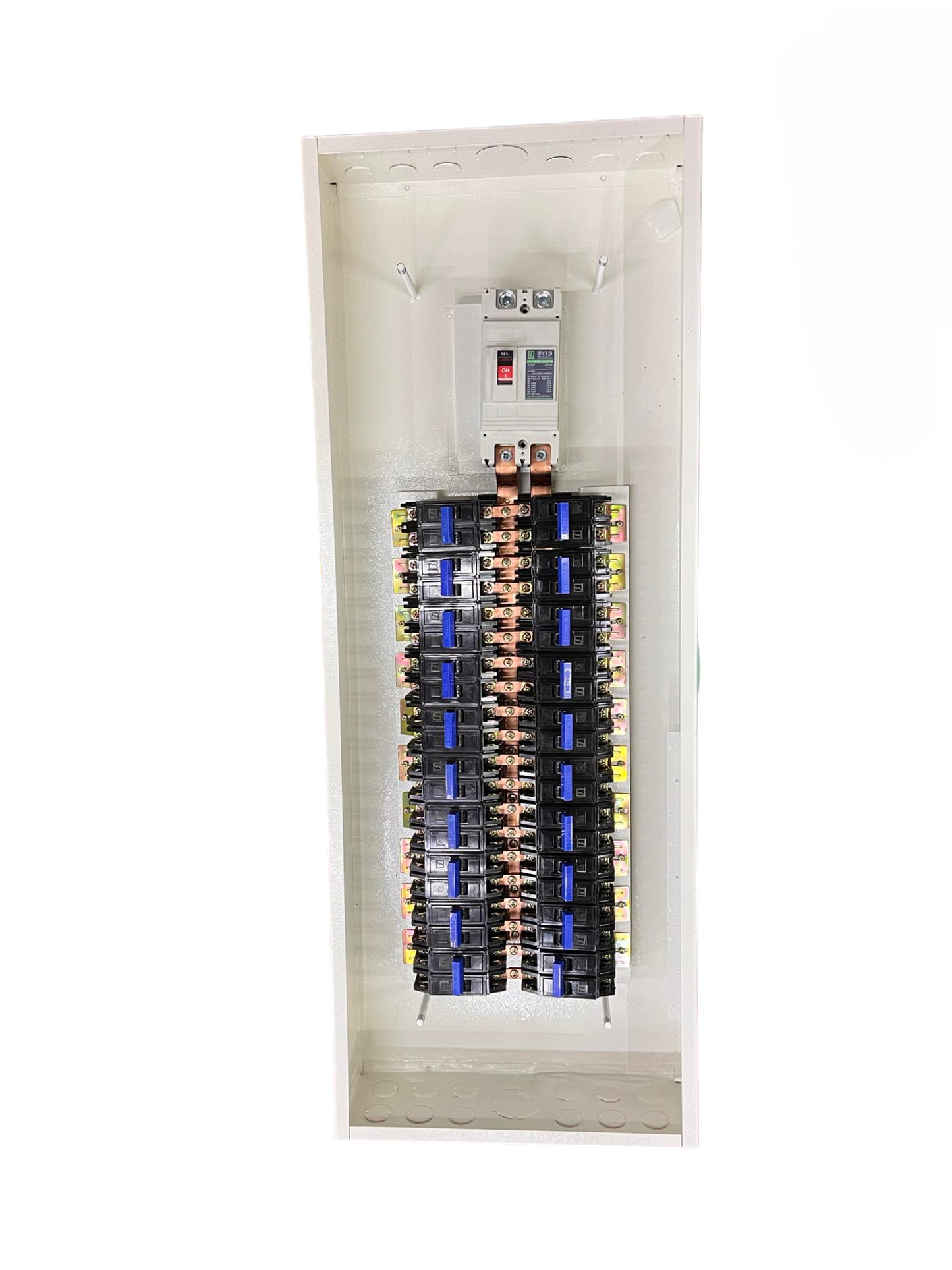 Koten Panel Board 225A Main 2P with 20 Branches B-On. White distribution board with main 2P breaker and 20 branch breakers