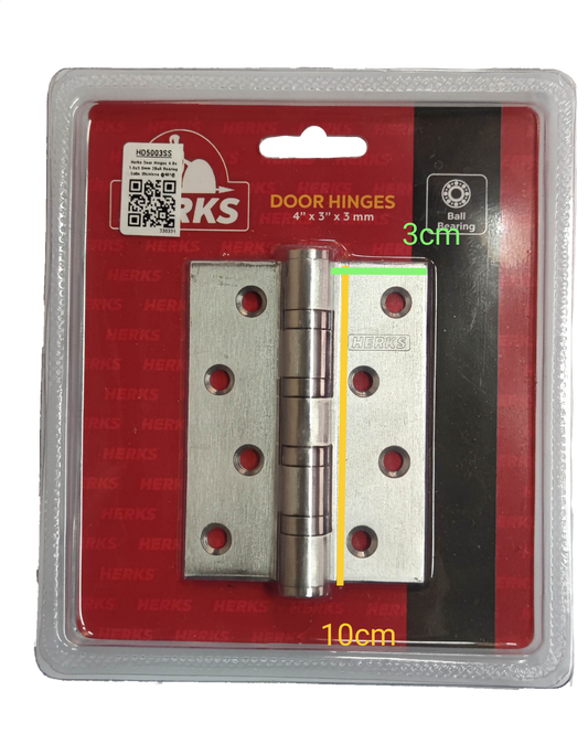 Door Hinges 4" x 3" x 3mm Ball Bearing Stainless Metal Satin Stainless Finish HD5003SS ( Herks)