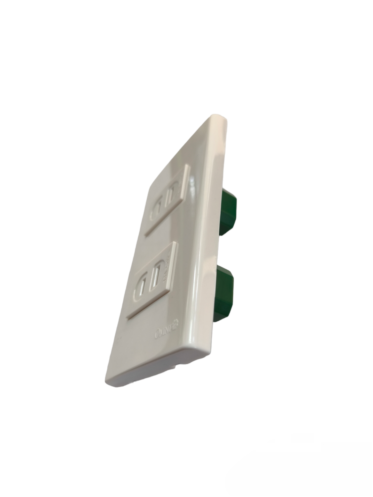Omni 2 Gang Flat Pin Outlet Device with Plate Wide Series 15A 250V WWP-112+(WWR-200x2)