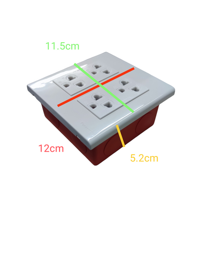 Panasonic 4 Gang Duplex  Universal Outlet with Ground 16A 250V WEG6806+(2XWEG15929-5) with Omni Utility Box Flush Type
