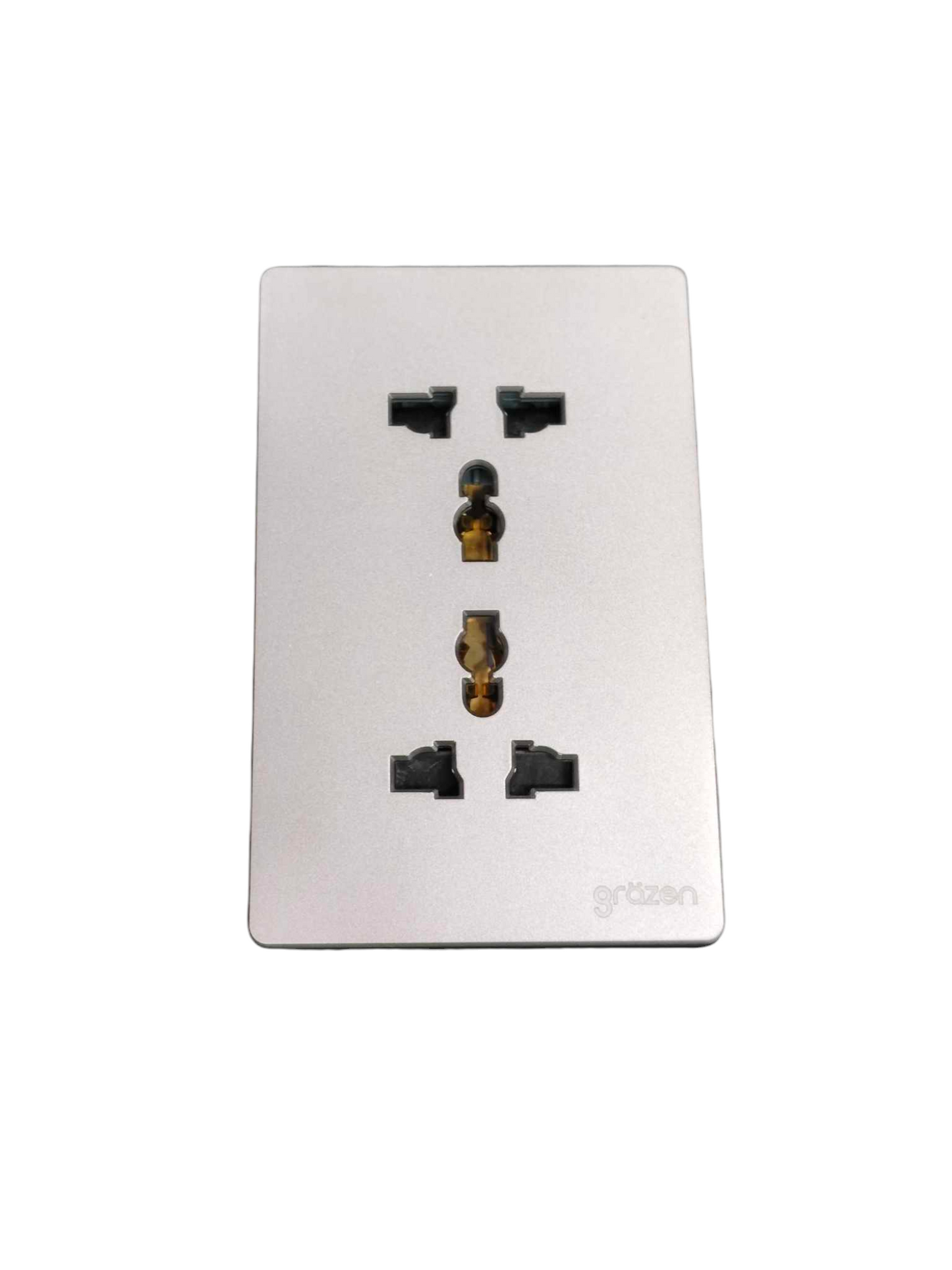 Grazen Duplex Universal Outlet with Ground 16A 220V Available in Gray, Black , White and Gold GW-013