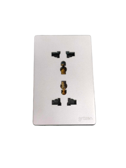 Grazen Duplex Universal Outlet with Ground 16A 220V Available in Gray, Black , White and Gold GW-013