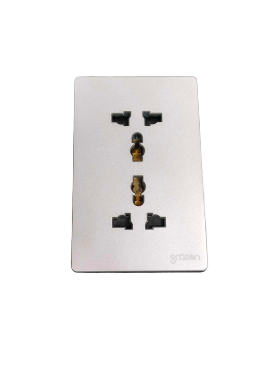 Grazen Duplex Universal Outlet with Ground 16A 220V Available in Gray, Black , White and Gold GW-013