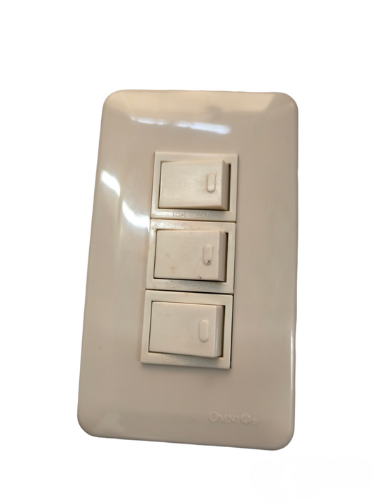 Omni 3 Gang 1 Way Switch 16A 250V with Plate Cover WEP-103+(WES-213x3)