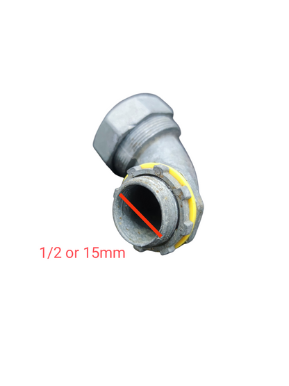 Liquid Tight Angle Connector, Liquid Tight Elbow Available in 1/2, 3/4, 1, 1 1/4, 1 1/2, 2, 2 1/2, 3" and 4"