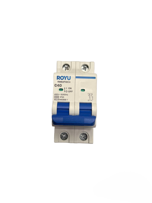 Royu 40A 2 Pole Miniature Circuit Breaker 4.5KAIC 220V RMB2P40C4