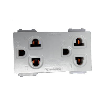 Panasonic Duplex Outlet with Ground Universal 16A 250V (10PCS), Duplex Universal Outlet with Ground, 2 Gang Universal Outlet with Ground WEG15929
