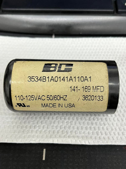 BC Motor Starting Capacitor 141-169UF electrical circuitry part with voltage rating 110-125VAC